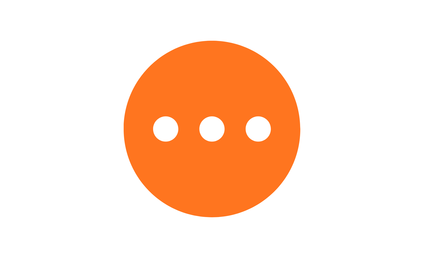 Icône orange avec trois points sur fond noir, symbole de menu ou d’options supplémentaires.