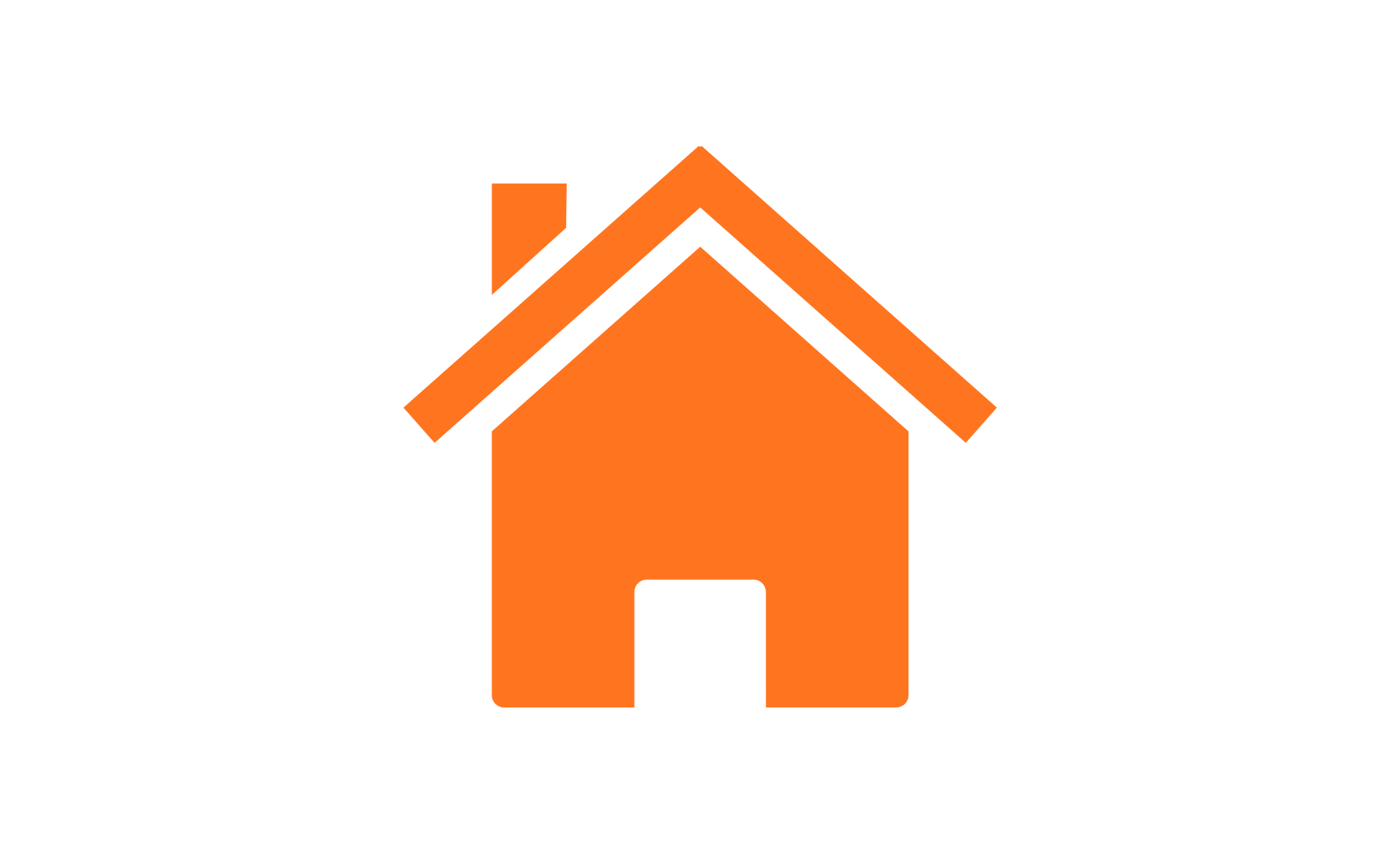Icône orange représentant une maison sur fond noir, symbole d’accueil ou de page d’accueil.